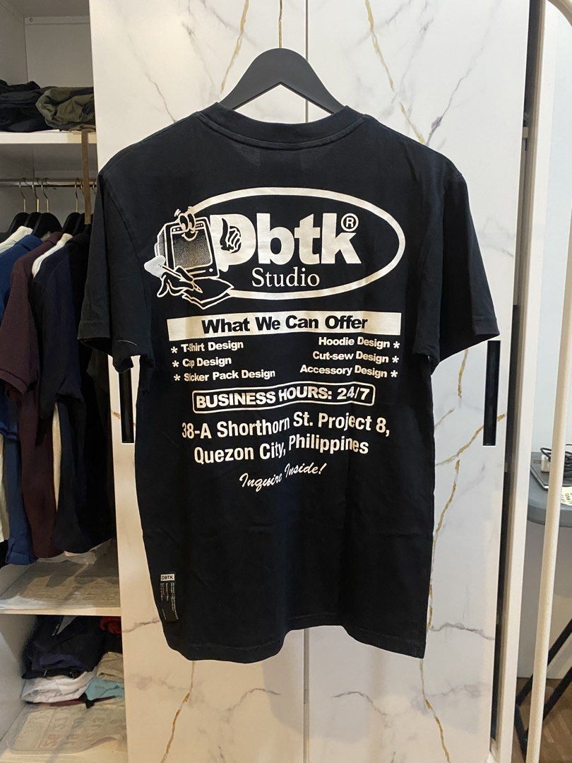 DBTK STUDIO TEE (REGULAR FIT) (Category: Tshirts & Polo Shirts ) located in Manila. Submitted by declutterlord (Listing ID 1468912885, Image 2). Description: Brand: DBTK - Size: S - Color: Black - Condition: Minimal print cracks but the fabric is in 99% good condition RFS: decluttering.