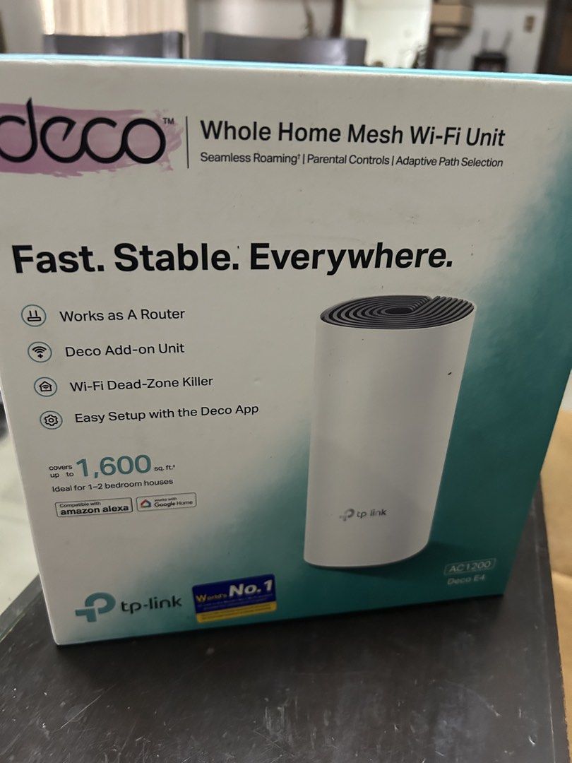 Deco whole home mesh wifi unit (Category: Computer Parts) located in San Juan City. Submitted by alystrid (Listing ID 1468728561, Image 1). Description: never used. selling low.