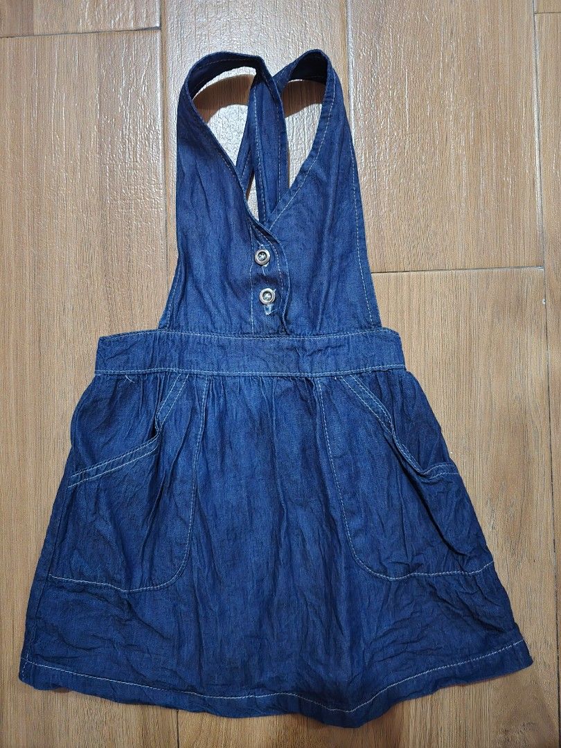 Denim jumper dress (Category: Babies & Kids Fashion) located in Quezon City. Submitted by aslvn (Listing ID 1468715268, Image 1). Description: never worn. washed only. needs ironing. for 2-3years old. denim.