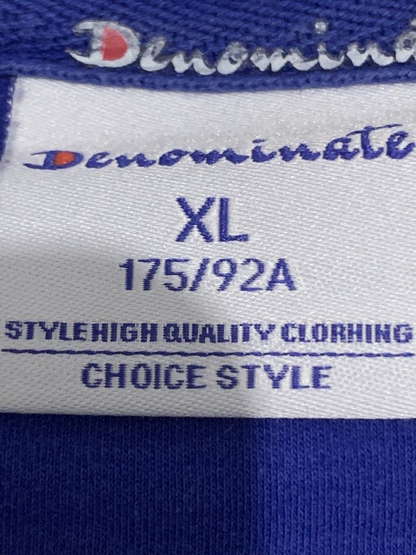 Denominate Blue T-Shirt Size XL (Category: Shirts) located in Manila. Submitted by mixwearclosetclothingstore (Listing ID 1468890076, Image 3). Description: - Brand: Denominate - Color: Royal Blue with white text print - Size: XL (175/92A) - Material: 100% Cotton (soft and breathable) - Design: Stylish all-over 'Denominate' typography print - Condition: 7/10 pre-loved condition.