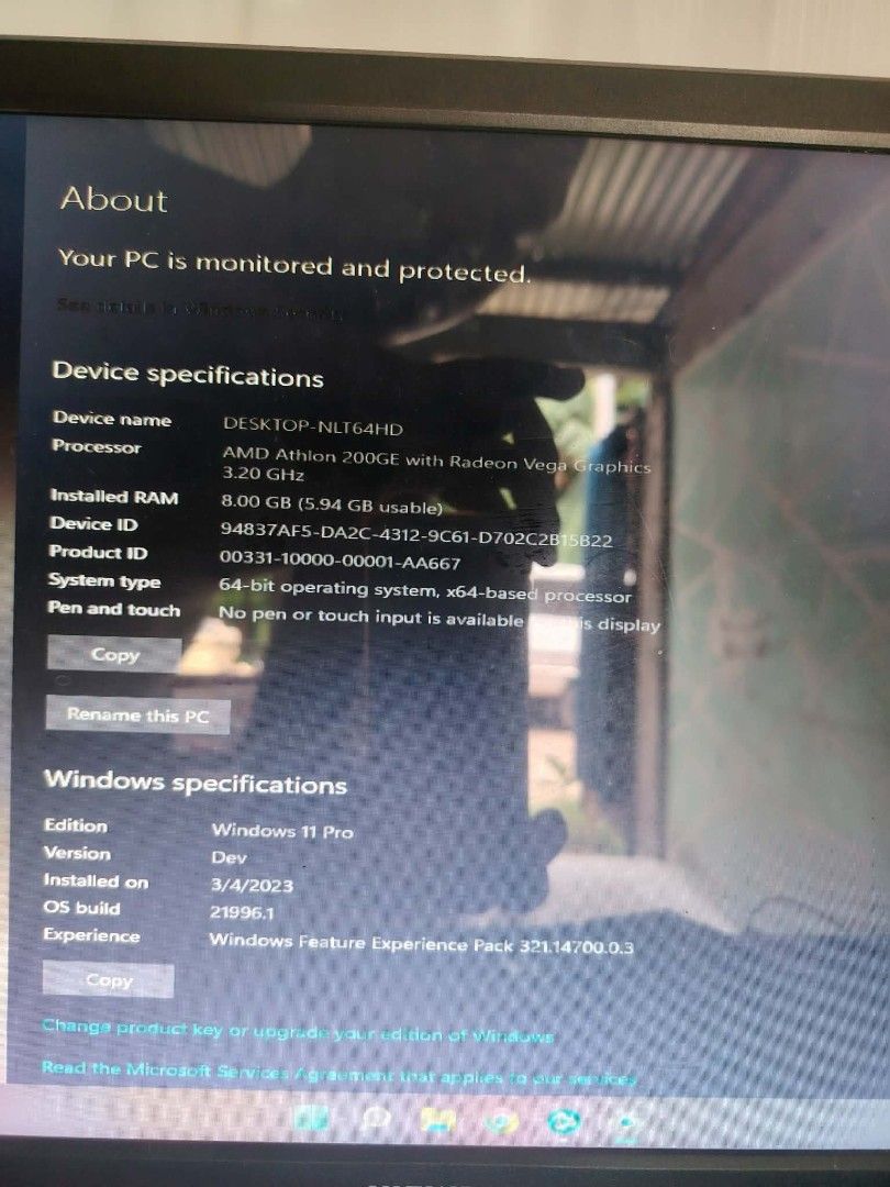 Desktop PC AMD Athlon 200GE 8GB RAM Windows 11 Pro (Category: Desktops) located in Manila. Submitted by wilsonf635 (Listing ID 1468924399, Image 2). Description: - Complete setup: Viewpoint monitor, CPU tower, and backlit keyboard - Processor: AMD Athlon 200GE @ 3.20 GHz - Memory: 8GB RAM (5.94 GB usable) - OS: Windows 11 Pro (64-bit) - Condition: Boots up quickly and runs smoothly - Ideal use: Perfect daily rig for work, office tasks, or light s