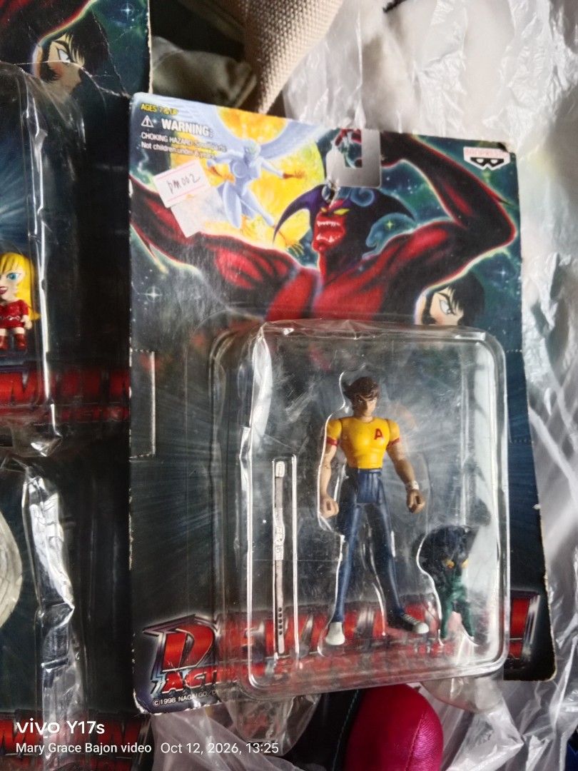 Devilman Action Figure Collection Vintage Toy Set (Category: Figurines & Statues) located in Muntinlupa City. Submitted by periwinklefairy23 (Listing ID 1468894491, Image 2). Description: Vintage Devilman action figure collection by Banpresto, released in 1998 by Dynamic Planning. Includes multiple characters in original blister packaging with cardboard backing. Outer packaging shows wear and creasing from storage over the years. Plastic bubbles 