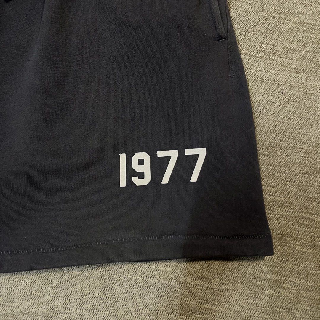 Essentials 1977 Sweat Short (Category: Shorts) located in Batangas. Submitted by reyr. (Listing ID 1468866496, Image 3). Description: Dimes: 30-42” waist | 19” length | 13” hem Condition: Excellent Color rate: 9.7/10 Flaws: None.