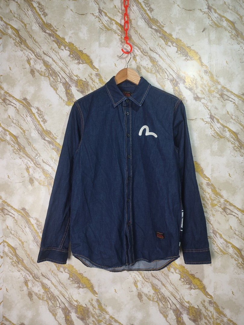 EVISU TAKA - BUTTON UP SHIRT (Category: Tshirts & Polo Shirts ) located in Cabuyao City. Submitted by jederama (Listing ID 1468778082, Image 1). Description: EVISU TAKA - INDIGO BLUE DENIM BUTTON UP SHIRT SIZE : SMALL ON TAG WIDTH - 19 LENGTH - 26 EXCELLENT CONDITION NO FLAWS AUTHENTIC 2,500 + SHIPPING FEE.