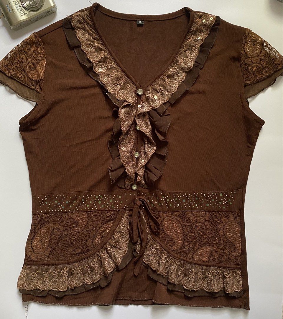 Fairy core, V-neck lace top (Category: Blouses) located in Quezon City. Submitted by trimary_apparel (Listing ID 1468816634, Image 1). Description: for bidding ! size: m-l claim: name your price eob: 10/30/26, 11:59 pm kindly read before mining: ᥬᩤ strictly payment first (MOP: G-cash) ᥬᩤ first to pay basis ᥬᩤ shipping via courier (J&T) ᥬᩤ color may vary due to lighting ᥬᩤ mine = yours (no cancellation after claiming. Joyjoy/bogus miners will be p