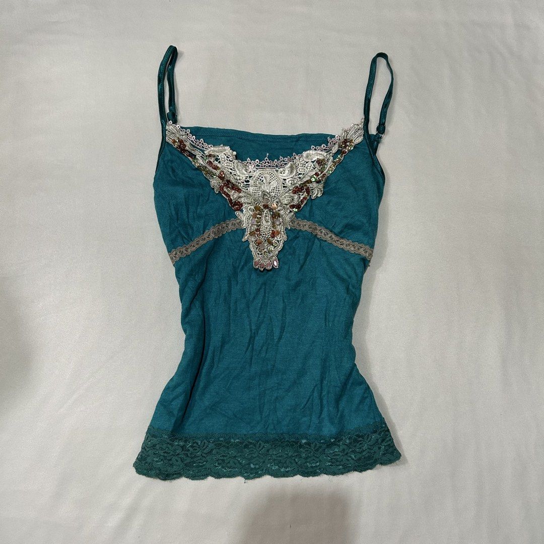 fairycore beaded style cami top | no issue (Category: Sleeveless) located in Pagadian. Submitted by yowna_declutters (Listing ID 1468760237, Image 1). Description: dm for more info.