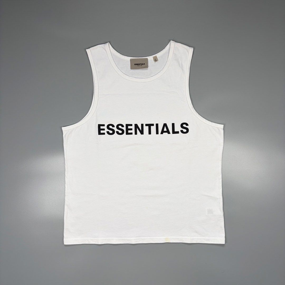 Fear of God Essentials (Category: Luxury Apparel) located in Cavite. Submitted by onebeancent (Listing ID 1468916105, Image 1). Description: Size: Medium to Large Frame Dimension: 21" Width | 26" Length Color: White Color Rate: 10/10 Issue: None Condition: Like new‼️ Price: 950php Additional Shipping Fee (J&T Small Pouch) 75php Luzon 100php visayas 120php mindanao.