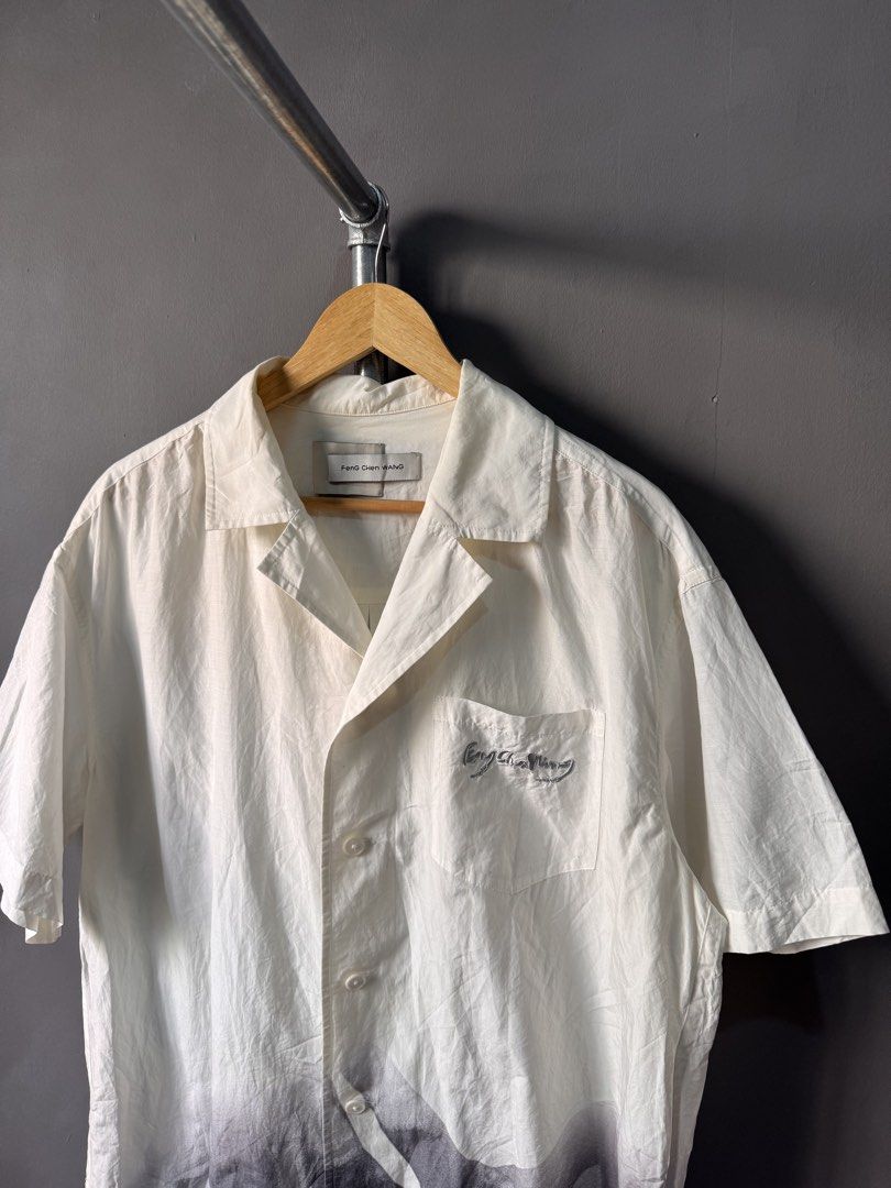 Feng Chen wang - Printed Button Up shirt (Category: Activewear) located in Cabuyao City. Submitted by _streetflavor (Listing ID 1468798491, Image 2). Description: Feng Chen wang - Printed Button Up shirt Excellent Size: Small fits medium Length: 27 Width: 25.5 -1,500 pesos Dm.