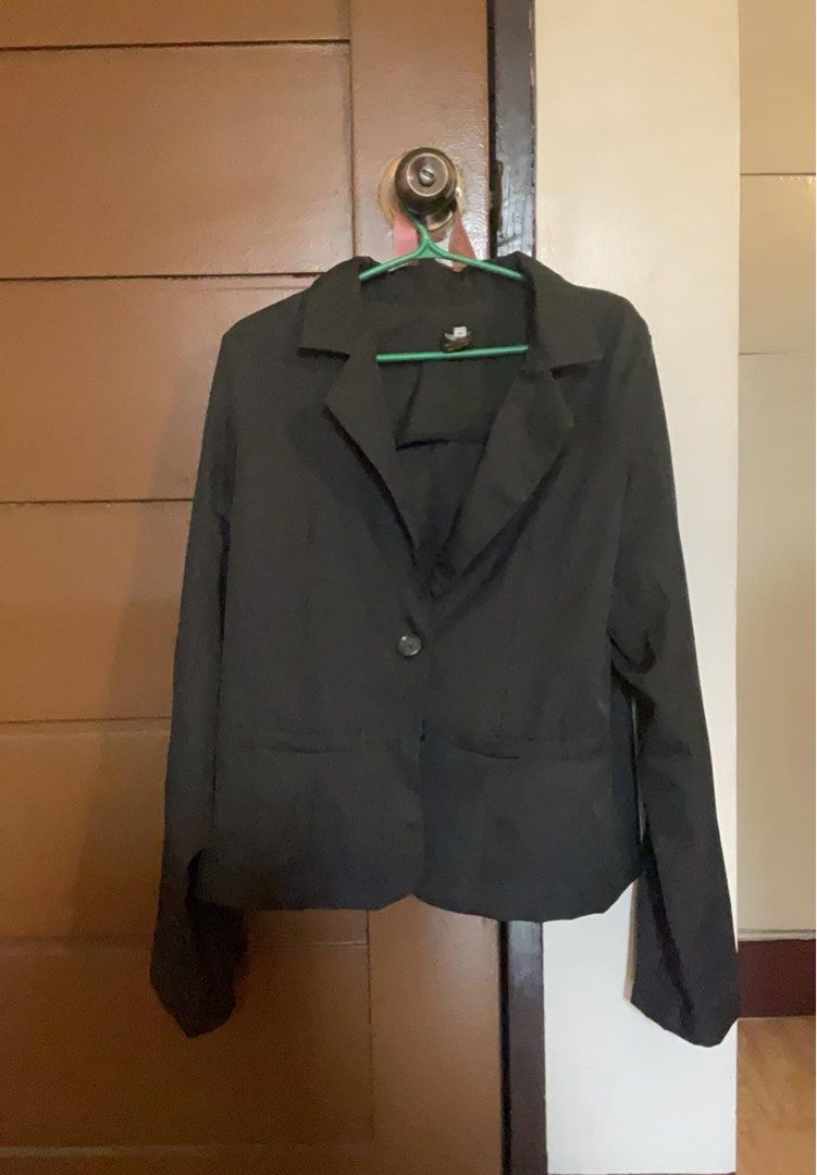 FEU ITHM CORPORATE ATTIRE (Category: Dresses) located in Quezon City. Submitted by analiza_venigas1247 (Listing ID 1468877329, Image 2). Description: - Set includes: Matching black blazer and dress with a slim yellow belt - Dress details: Short sleeves and flattering v-neckline - Blazer details: Single button closure and classic notched lapels - Style: Professional, formal, and chic - Condition: Clean and ready to wear.