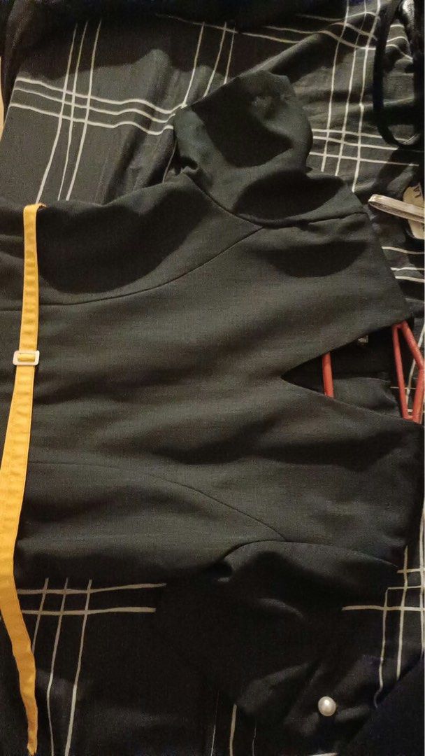 FEU ITHM CORPORATE ATTIRE (Category: Dresses) located in Quezon City. Submitted by analiza_venigas1247 (Listing ID 1468877329, Image 3). Description: - Set includes: Matching black blazer and dress with a slim yellow belt - Dress details: Short sleeves and flattering v-neckline - Blazer details: Single button closure and classic notched lapels - Style: Professional, formal, and chic - Condition: Clean and ready to wear.