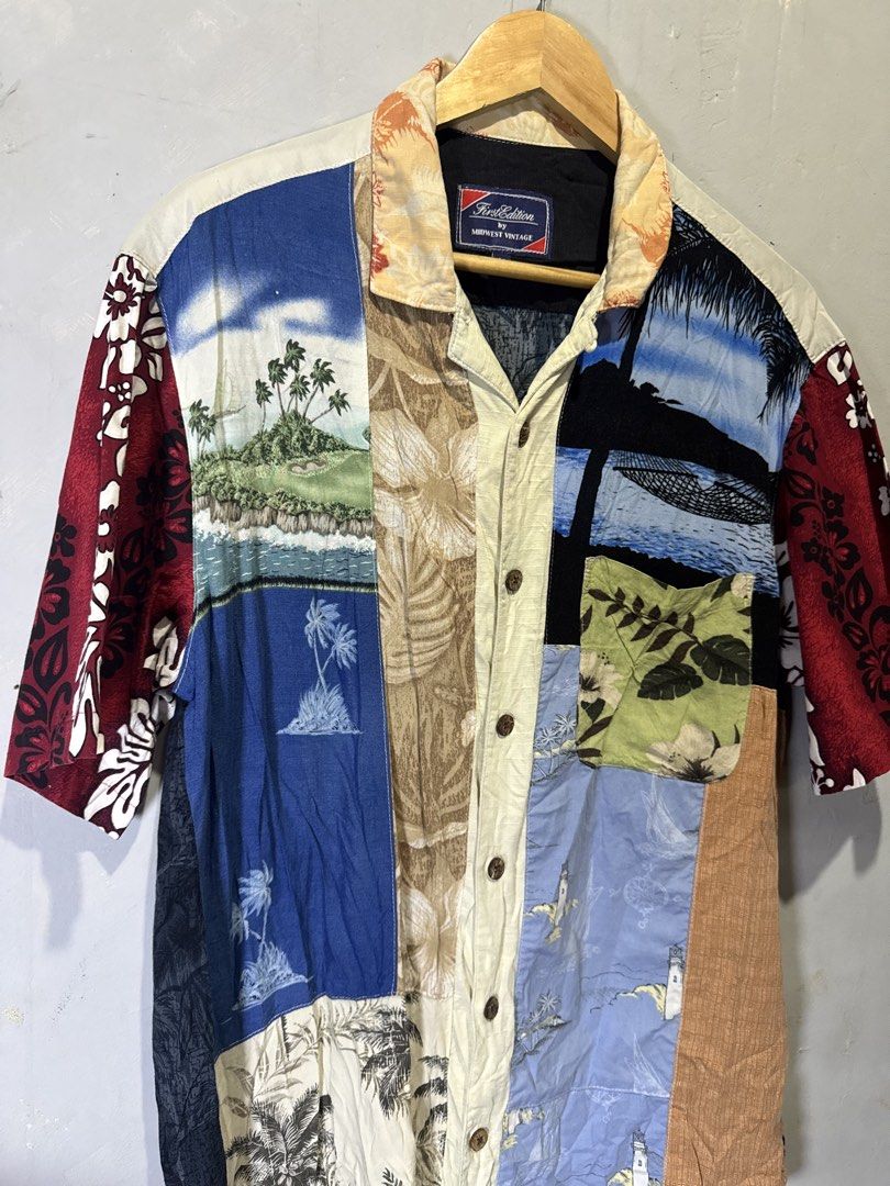 First Edition Multicolor patch Hawaiian Polo (Category: Tshirts & Polo Shirts ) located in Puerto Princesa. Submitted by chiefofstuffshopph (Listing ID 1468826778, Image 2). Description: First Edition Multicolor patch Hawaiian Short Sleeve Size Medium Chest: 22” Length: 30” Shoulder: 19” In good condition 1,800 freeship DM 📩 .