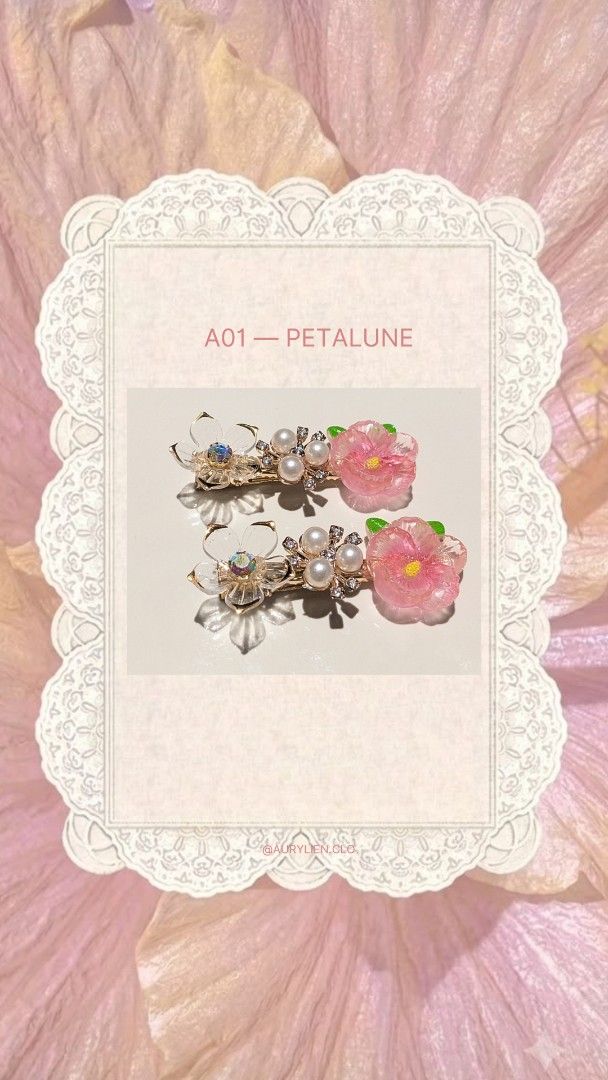 Floral Hair Clips Set (Category: Hair Accessories) located in Kananga. Submitted by aurylien.clo (Listing ID 1468924823, Image 1). Description: - Please send me MINE + CODE to claim the items - Quantity: Sold in pairs - Design: Resin flowers, pearl clusters, and sparkly rhinestone details - Accents: Clear crystal flower with iridescent center on one end, colorful petals with green leaf accent on the other - Base: Gold-tone metal - Aesthetic: Cute