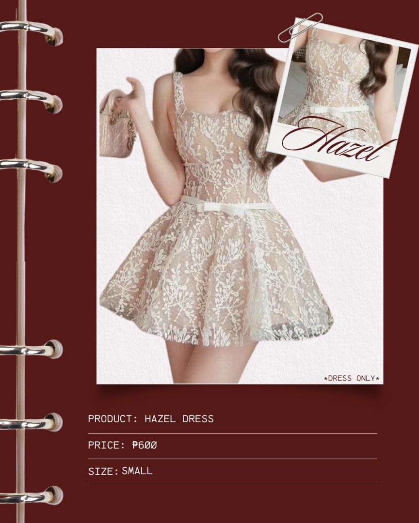For Rent: Vietnam— Hazel (Category: Dresses) located in Manila. Submitted by your.eraya (Listing ID 1468887540, Image 1). Description: ‼️ FOR RENT ONLY ‼️ - Item: Hazel Dress - Size: Small (Dress only) - Design: Square neckline, sleeveless with wide straps, beige inner lining with full white lace overlay - Details: Fitted waist with a thin white ribbon and front bow, flared mini skirt silhouette - Vibe: Lightweight, feminine, and chic - Best for: