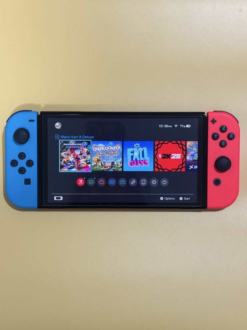 FOR SALE | NINTENDO SWITCH OLED BLUE/RED 64GB (Category: Nintendo) located in Manila. Submitted by rnbch_01 (Listing ID 1468806130, Image 2). Description: FOR SALE: NINTENDO SWITCH OLED NEON JOYCON | 64GB – BARELY USED Selling Price: 11,999 if no games | 13,999 if with games Games: - Mario Kart 8 Deluxe - Overcooked! All you can eat Selling my **Nintendo Switch OLED**, purchased in **November 2024**. Barely used and kept in very good condition. ✨