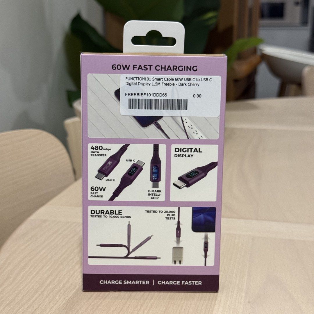 FUNCTION101 Smart Cable 60W USB-C to C Digital Display (Category: Chargers & Cables) located in Imus. Submitted by alexandrianicolenavarro (Listing ID 1468890764, Image 2). Description: .