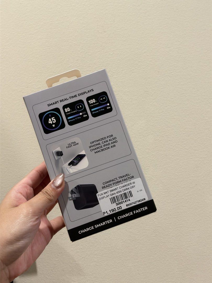 Function 101 Smart Charger 45w with Digital Display (Category: Cables & Adaptors) located in Mandaluyong City. Submitted by byestuff. (Listing ID 1468847807, Image 2). Description: Brand new and sealed Orig price: 1190.