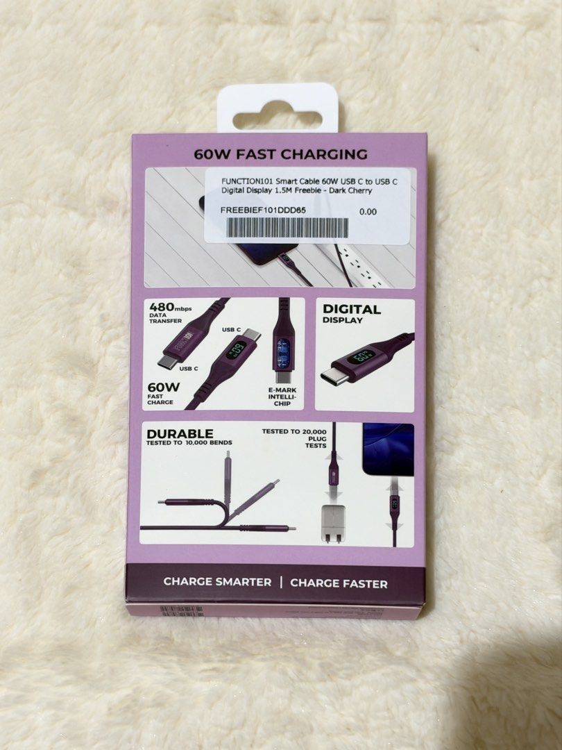 FUNCTION SMART CABLE (Category: Chargers & Cables) located in Pasay City. Submitted by zette_ (Listing ID 1468879291, Image 2). Description: ‼️ONHAND‼️ ✔️FUNCTION SMART CABLE CHARGE FASTER.