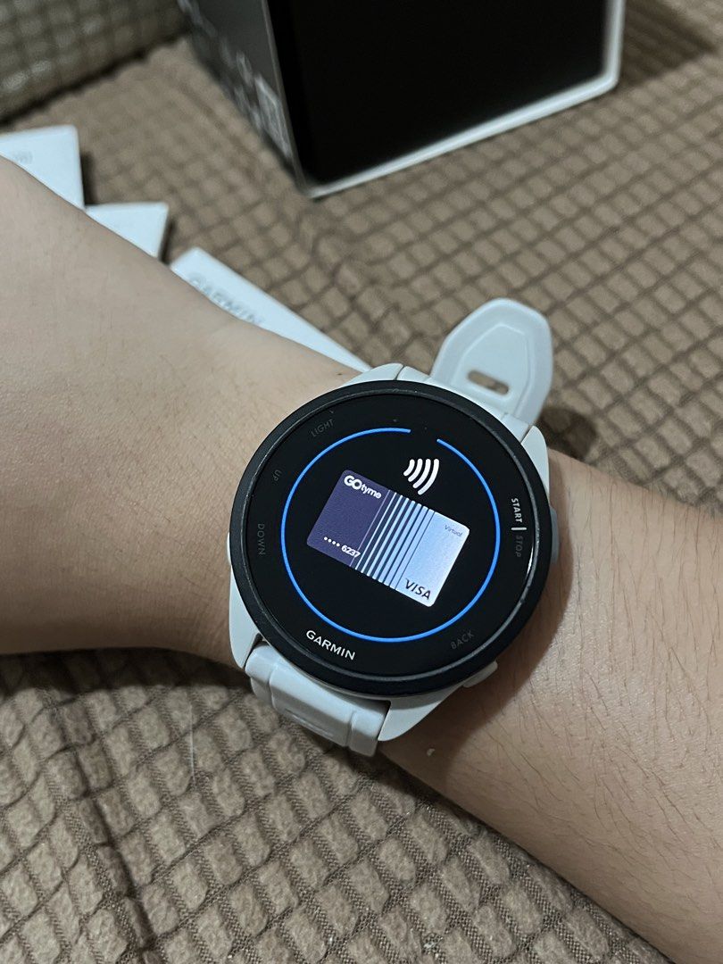Garmin Forerunner 165 Non-music (Category: Wearables & Smart Watches) located in Manila. Submitted by lgndmavi.ocean (Listing ID 1468738712, Image 3). Description: - Lady owned, lightly used - No issues and in good working condition. All buttons working, GPS and Garmin pay working, touch screen working. - Complete with box and original charger - Rfs: di na nagagamit - Price negotiable - Can ship or meet up depending on schedule - loc: Ortigas .