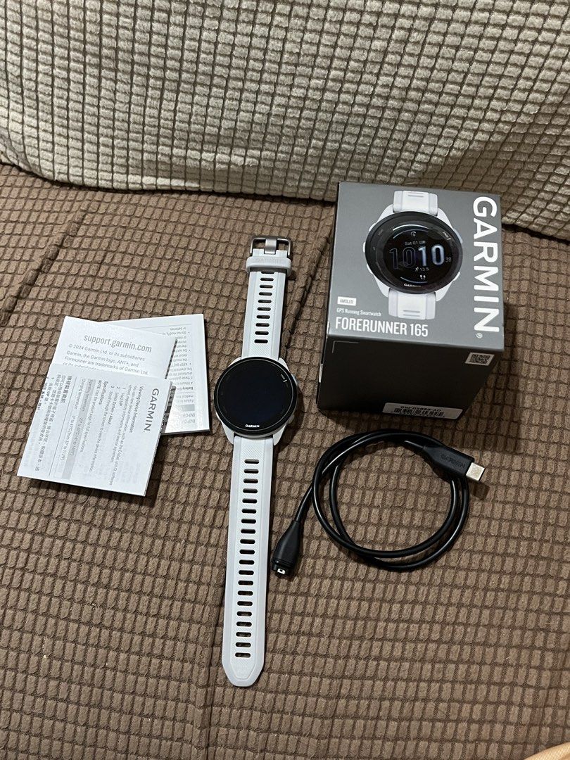 Garmin Forerunner 165 Non-music (Category: Wearables & Smart Watches) located in Manila. Submitted by lgndmavi.ocean (Listing ID 1468738712, Image 2). Description: - Lady owned, lightly used - No issues and in good working condition. All buttons working, GPS and Garmin pay working, touch screen working. - Complete with box and original charger - Rfs: di na nagagamit - Price negotiable - Can ship or meet up depending on schedule - loc: Ortigas .