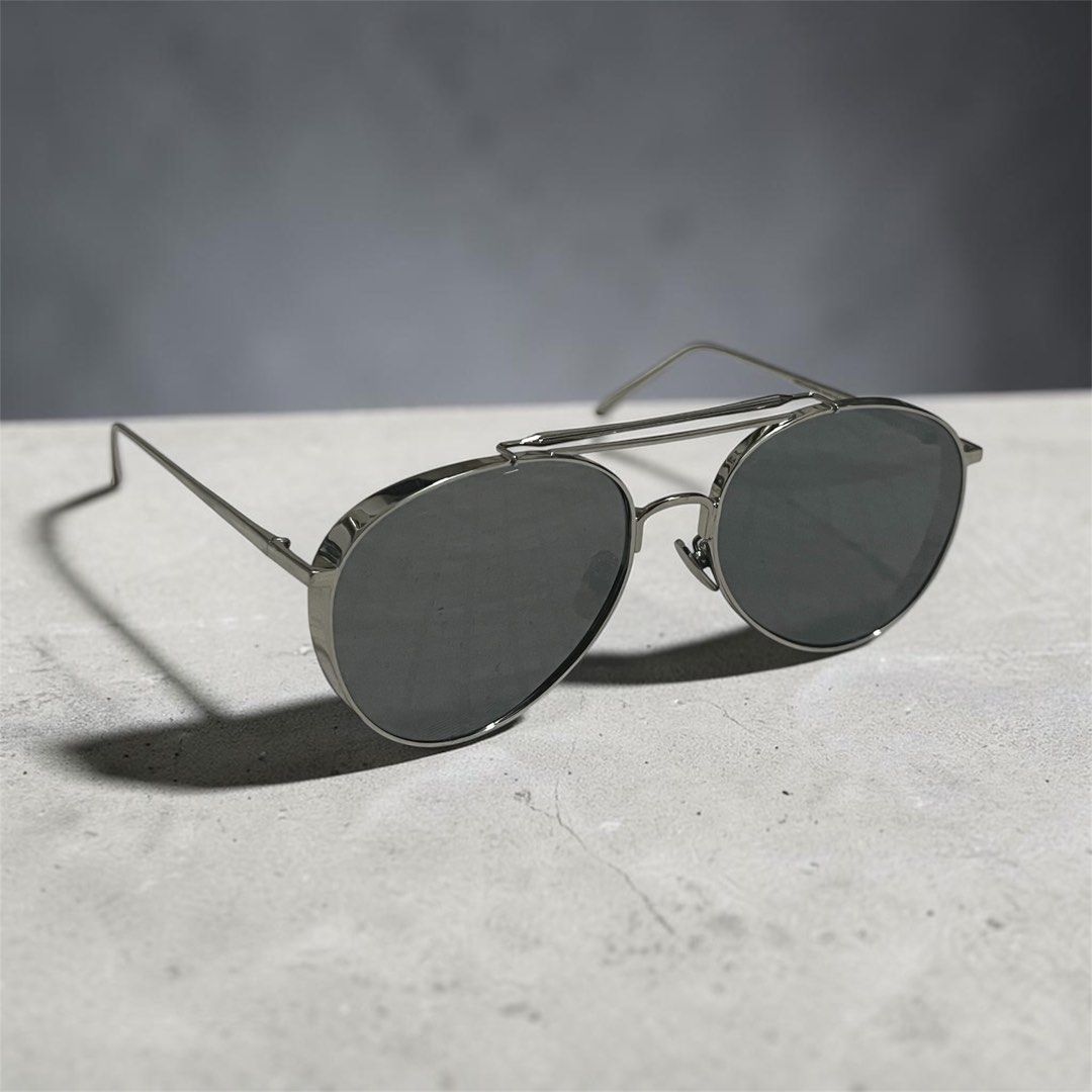 Gentle Monster Big Bully Titanium Frame (Category: Sunglasses & Eyewear) located in Manila. Submitted by chococoffeeboy (Listing ID 1468878518, Image 1). Description: Gentle Monster Big Bully Titanium - Style: Classic aviator -With double brow bar - Color: Silver-tone lightweight titanium frame with mirror grey lenses -Made in Korea -No scratches -Replacement Gentle Monster pouch & cleaning fabric Payment: Gcash/Maya.