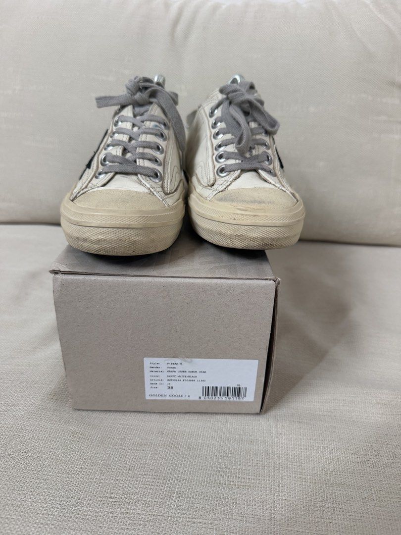 GOLDEN GOOSE VSTAR2 AUTHENTIC SIZE 38 (Category: Sneakers) located in Muntinlupa City. Submitted by king_declutter (Listing ID 1468722308, Image 1). Description: FOR SALE: AUTHENTIC GOLDEN GOOSE VSTAR2 SIZE: 38 CONDITION: SLIGHTLY USED COMPLETE WITH DUST BAG PASSPORT, ETC. COLOR: OFFWHITE WITH BLACK STAR/LOGO RFS: DECLUTTERRING SELLING PRICE: P15K retails for around P30k.