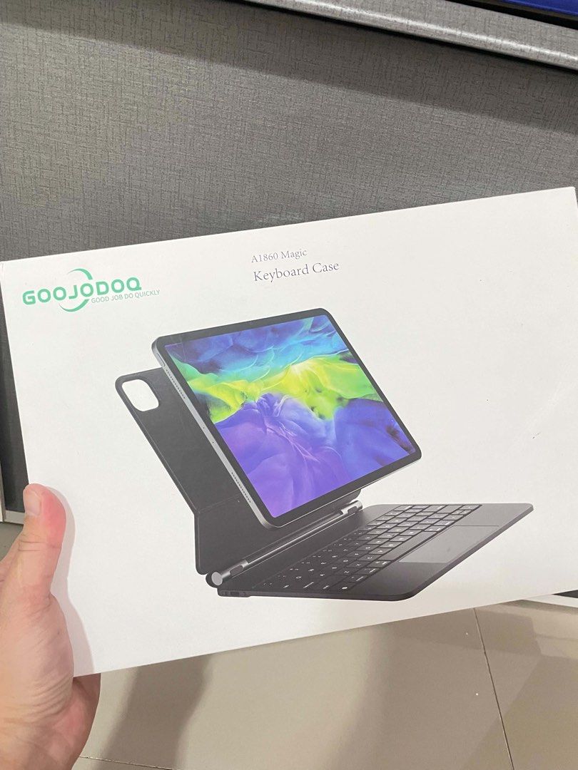 GOODOQ A1860 Magic Keyboard Case for iPad (Category: Cases & Sleeves) located in San Jose del Monte. Submitted by mm_ch (Listing ID 1468724854, Image 3). Description: - Model: GOODOQ A1860 Magic Keyboard Case (Black) - Condition: Like new / Box opened to check contents only (zero wear) - Features: Wireless floating keyboard design, built-in trackpad, and backlight functionality - Inclusions: Original box, Charging cable, user manual, and original
