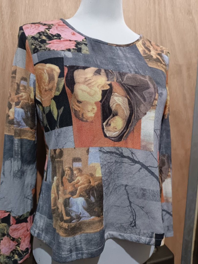 Graphic y2k mesh top (Category: Longsleeves) located in Davao. Submitted by mln-boutique (Listing ID 1468844519, Image 3). Description: size - m good condition mesh/aop.