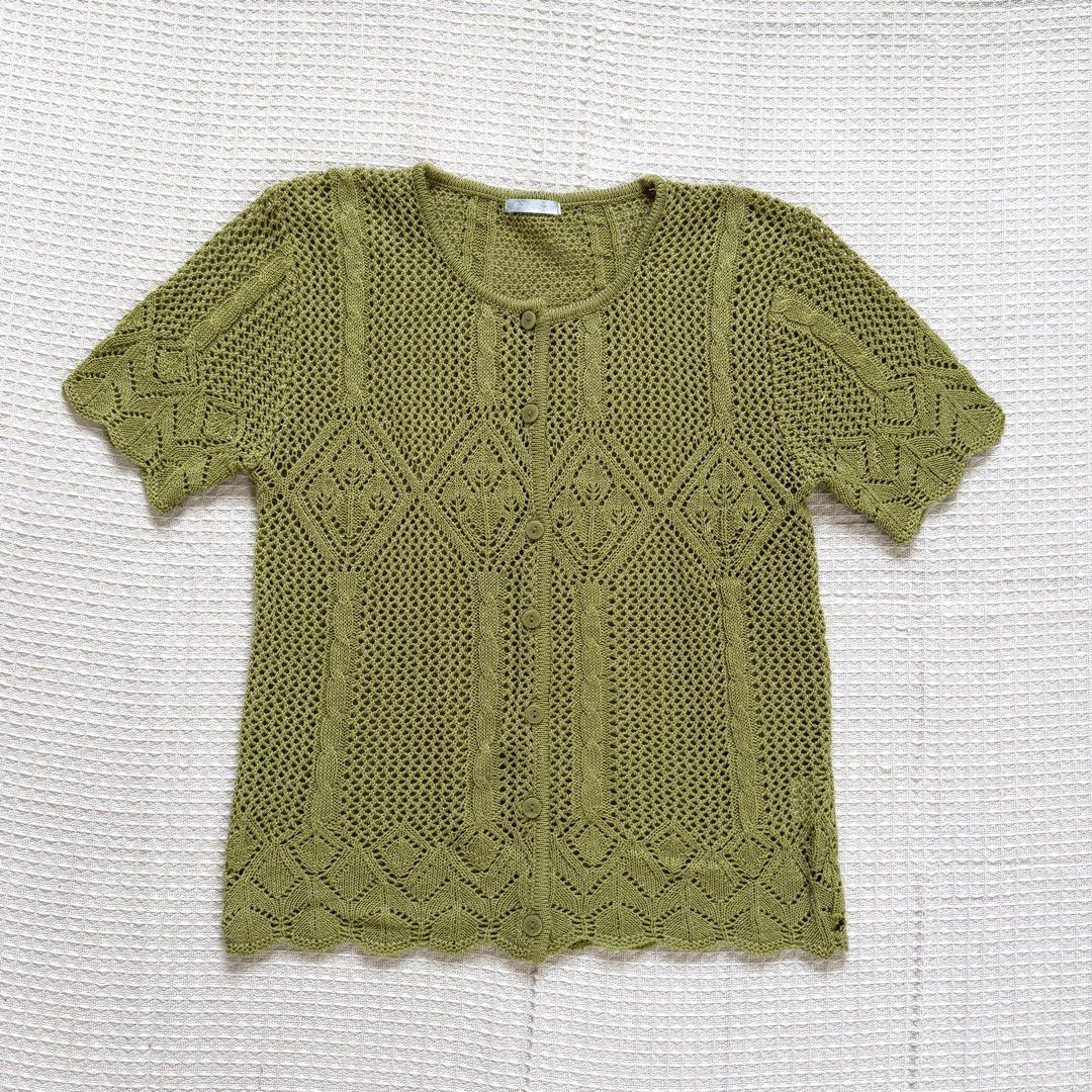 green crochet top (Category: Blouses) located in Cabanatuan. Submitted by brokegirlwholovesclothes (Listing ID 1468738814, Image 1). Description: - best fits size S-M - perf for cover up! .