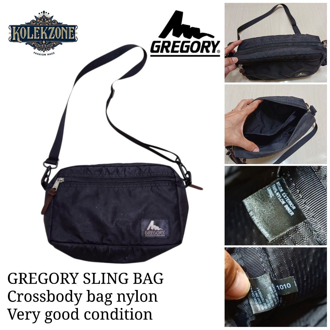 Gregory Nylon Crossbody Sling Bag Black (Category: Sling Bags) located in Nasugbu. Submitted by staffpicks1515 (Listing ID 1468786071, Image 1). Description: - Brand: Gregory - Color: Classic Black - Material: Durable high-quality nylon - Strap: Adjustable crossbody strap for custom fit - Pockets: Main zip compartment, front zip pocket with leather pull tabs, and interior slip pockets - Hardware: Smooth and reliable YKK zippers throughout - Condi