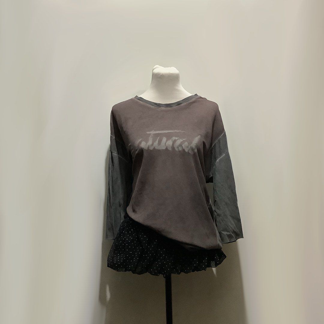 Grey Statement Oversized Shirt (Category: Shirts) located in Cavite. Submitted by kbyshe_catalog (Listing ID 1468852431, Image 1). Description: s-semi large thin fabric .