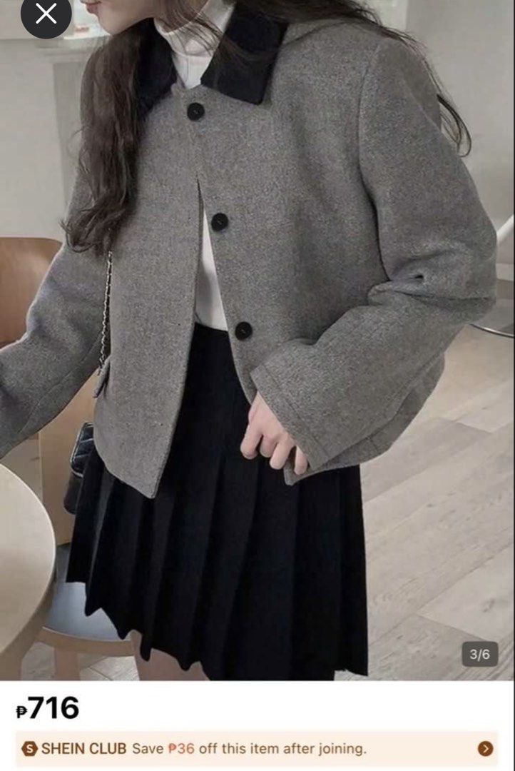 Grey with Contrast Black Collar Blazer Jacket (Category: Coats, Jackets and Outerwear) located in General Trias. Submitted by r_bimil (Listing ID 1468723211, Image 2). Description: Grey with Contrast Black Collar Blazer Jacket for sale!.