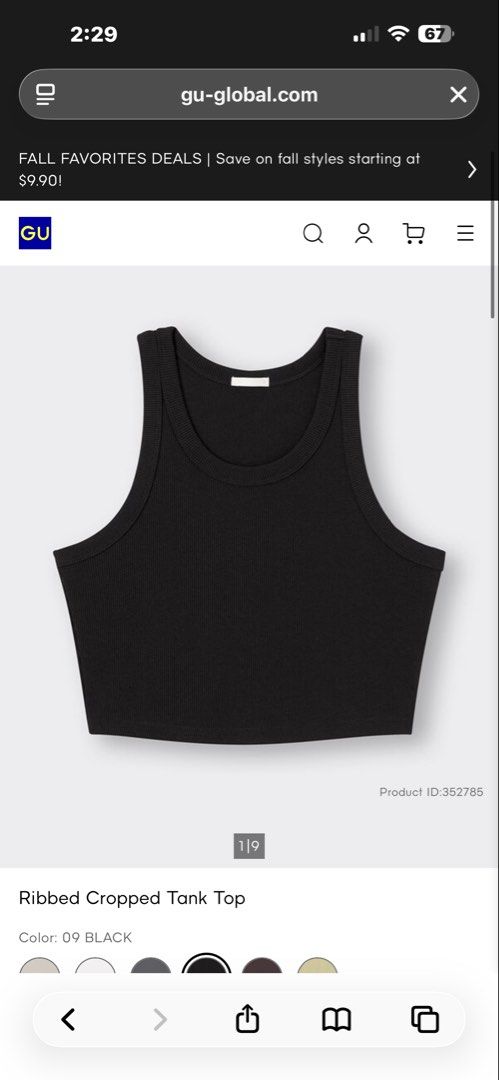 GU Black ribbed tank top size M (Category: Sleeveless) located in Binan City. Submitted by prelov3d.elle (Listing ID 1468628297, Image 3). Description: Bought in GU (Ginza Tokyo, Japan 🇯🇵).