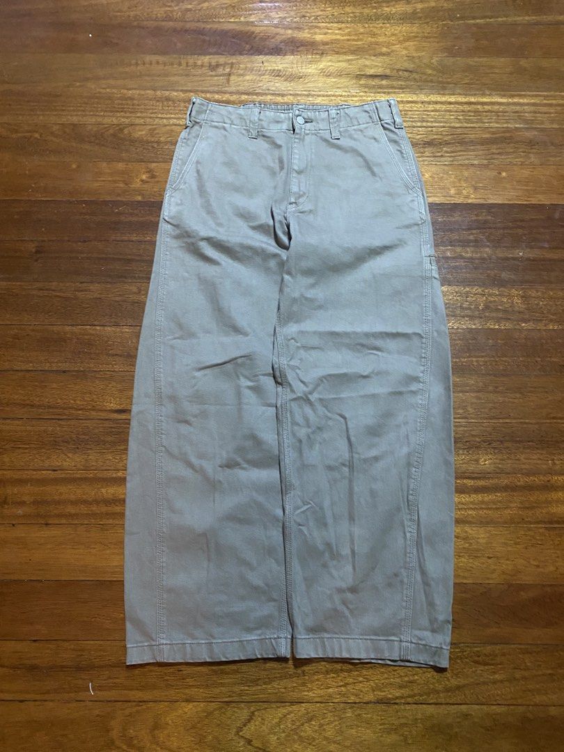 GU Wide Fit Work Pants Size M (Category: Trousers) located in Baguio. Submitted by cs_studio248 (Listing ID 1468839632, Image 1). Description: - Brand: GU - Style: Wide fit work pants with a relaxed straight leg cut - Color: Versatile beige - Size: M (77cm waist) - Material: 100% cotton - Features: Internal drawstring waistband, practical side and back utility pockets - Perfect for effortless, everyday casual styling.