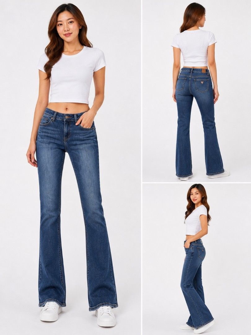 GUESS SLIM BOOT JEANS (Category: Jeans) located in Valencia. Submitted by cebesusedclothshop (Listing ID 1468833722, Image 1). Description: GUESS est.1981 SLIM BOOT JEANS size on tag 26 can fit up to 28 (stretchable) L38 LIKE NEW condition Style: YL4D6172 / Complete Korea tag ✓ Zipper - YKK 45u heavy brass ✓ Front - GUESS ? small gold triangle on coin pocket ✓ Rivets - engraved GUESS ✓ BACK - Leather patch GUESS EST. 1981 + hardware small gold tr