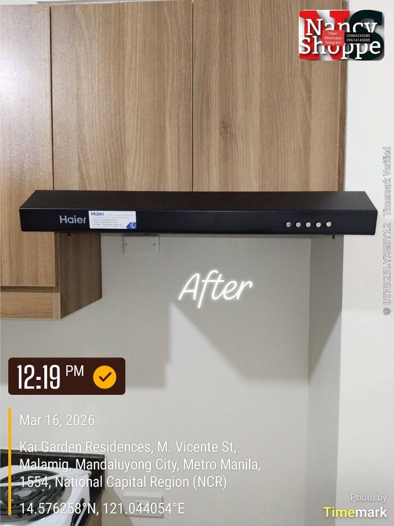 Haier HRH-TD60AC Range Hood (Category: Hobs & Hoods) located in Pasig City. Submitted by nancyshoppe_5811 (Listing ID 1468802958, Image 1). Description: - Brand: Haier Model: HRH-TD60AC - Design: Slim black finish, perfect for under-cabinet installation - Controls: Convenient front panel push buttons - Performance: Effectively keeps kitchen air fresh and smoke-free - Condition: Brand new, comes in original box.