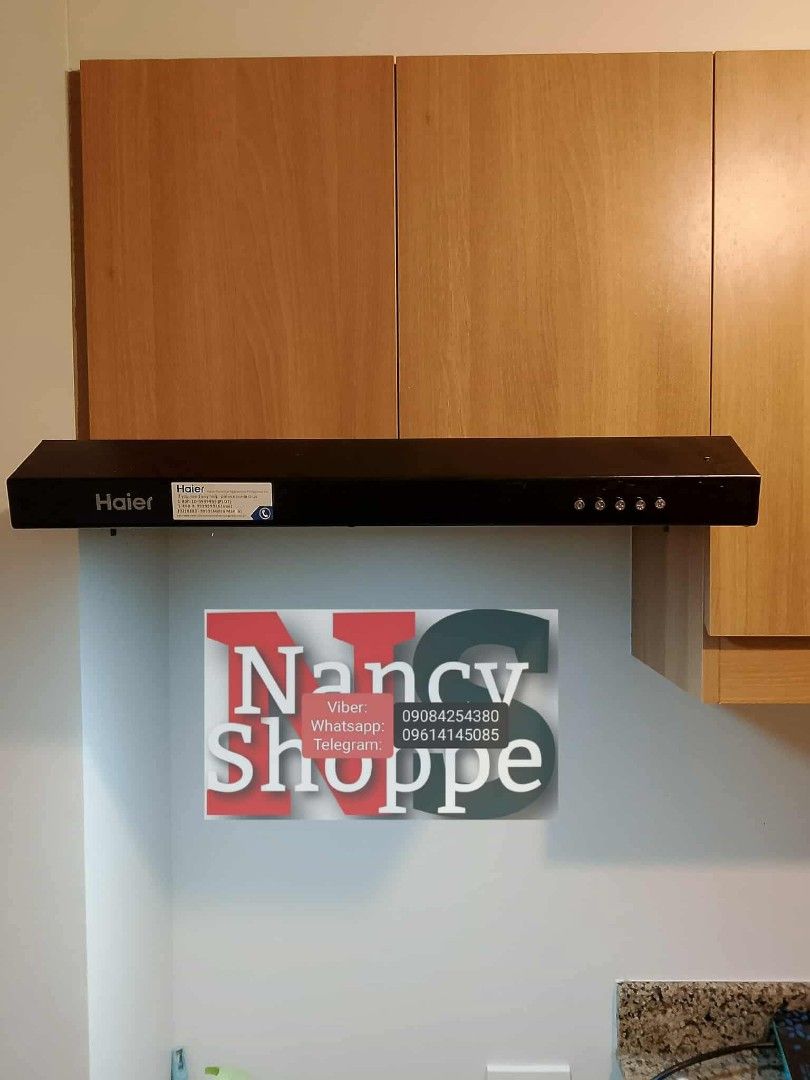 Haier HRH-TD60AC Range Hood (Category: Hobs & Hoods) located in Pasig City. Submitted by nancyshoppe_5811 (Listing ID 1468802958, Image 2). Description: - Brand: Haier Model: HRH-TD60AC - Design: Slim black finish, perfect for under-cabinet installation - Controls: Convenient front panel push buttons - Performance: Effectively keeps kitchen air fresh and smoke-free - Condition: Brand new, comes in original box.