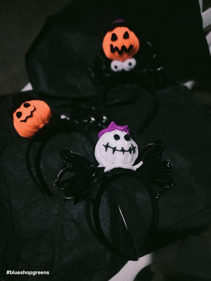 Halloween Headbands Masks Witch Hat Pumpkin Baskets (Category: Babies & Kids Fashion) located in Antipolo. Submitted by blueshopvintage (Listing ID 1468828866, Image 3). Description: -👺👻🎃Fun assortment of Halloween accessories perfect for parties and dress-up - headbands with ghosts, pumpkins, spiders, and eyeballs P40/50 - Assorted spooky masks available P10@ - Sparkly witch hats to complete your costume P40 - Mini pumpkin baskets P40 discoun