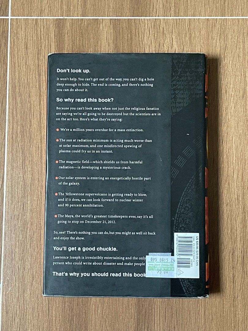 [HB] Apocalypse 2012 by Lawrence E. Joseph (Category: Storybooks) located in Cabanatuan. Submitted by steven15 (Listing ID 1468729126, Image 2). Description: DETAILS & RFS: • decluttering • almost new • no dents and scratch MEETUP LOCATION (if Cabanatuan area) : • Waltermart Cabanatuan • SM Megacenter • 7/11 Mayapyap ➡️ Shipping thru J&T Express sa ibang location. ➡️ Shipping fee shouldered by customer. ➡️ Payment is through GCash (payment first)