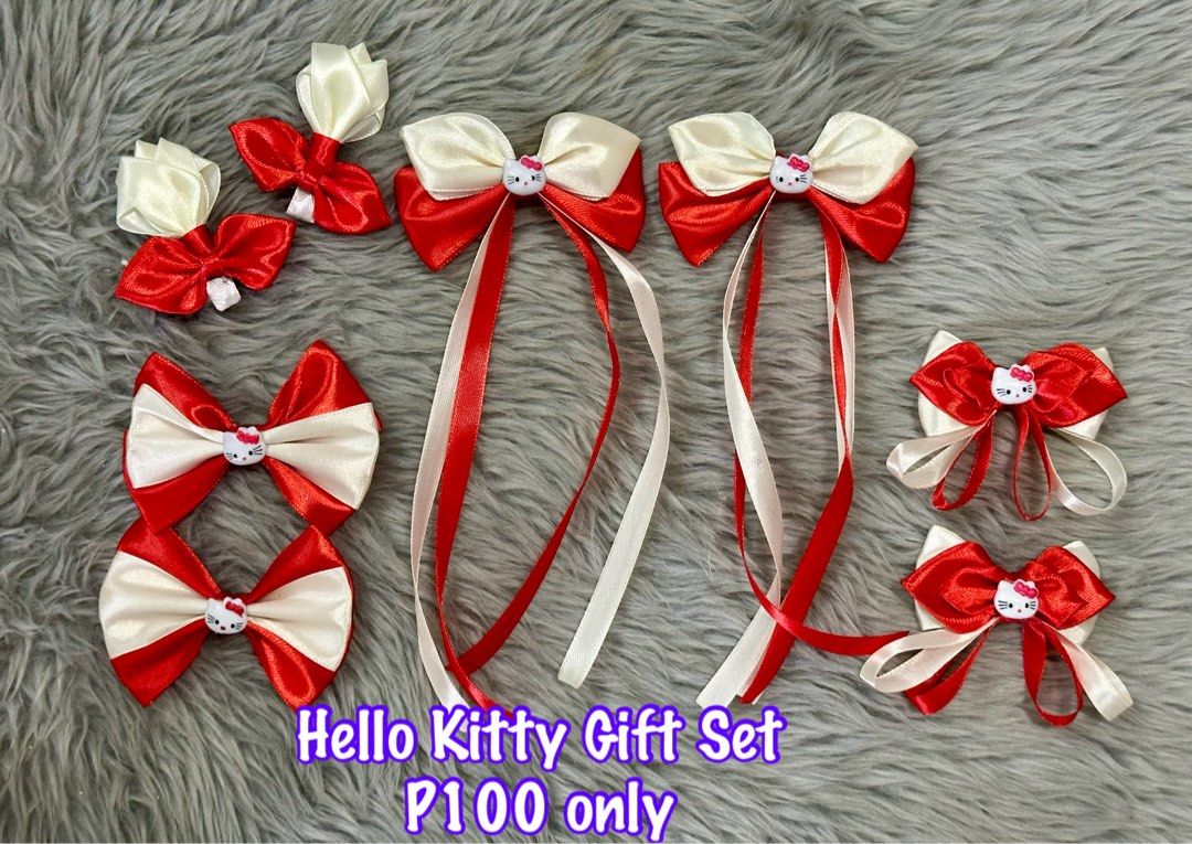 Hello Kitty Handmade Hair Clips Gift Set (Category: Babies & Kids Fashion) located in Tarlac. Submitted by ej202177 (Listing ID 1468751025, Image 3). Description: P100 only 4 pairs na 3 sets available Pang gift sa inaanak, pamangkin, kapatid, anak Location: Tarlac .