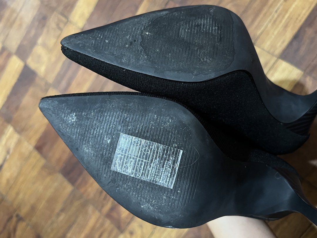H&M Black Sock Stiletto Boots (Category: Boots) located in Paranaque City. Submitted by krcts (Listing ID 1468866925, Image 2). Description: Barely used EUR 38 / US 7 Condition: Uppers are clean; minor dirt on bottom soles .