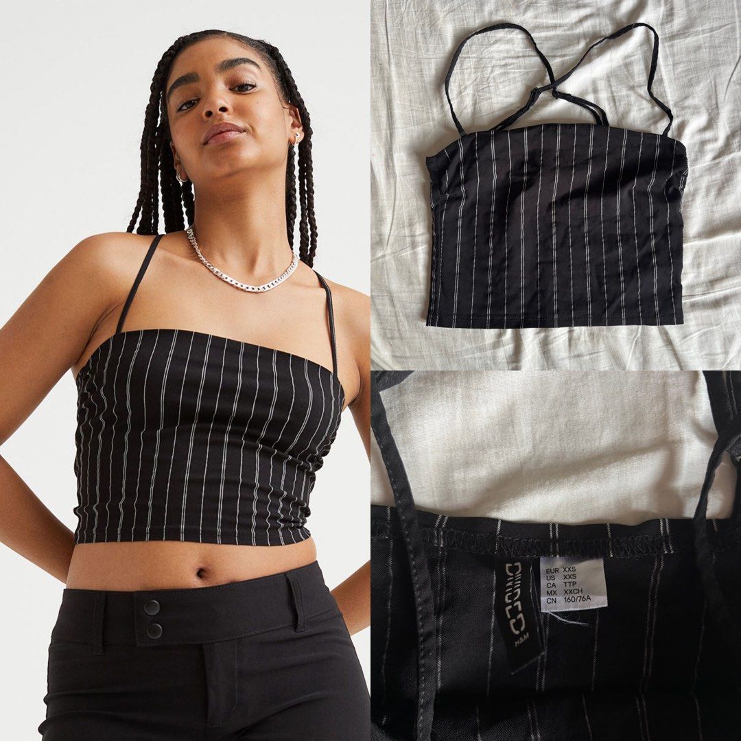H&M Black Stripe Fitted Crop Top (Category: Sleeveless) located in Binan City. Submitted by mypreloved_haul (Listing ID 1468739485, Image 1). Description: LAST PRICE POSTED!.