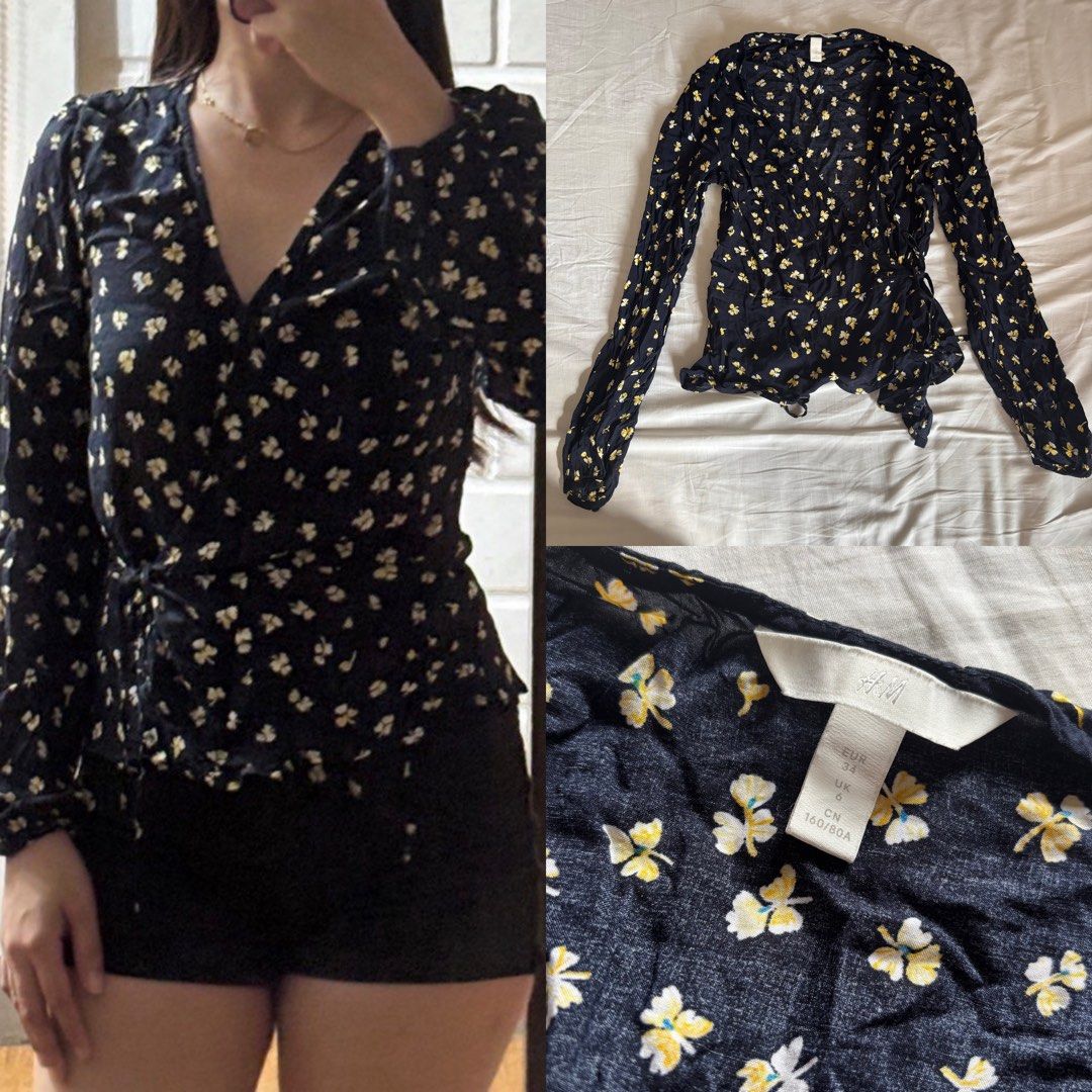 H&M Floral Wrapover Blouse Top (Category: Blouses) located in Binan City. Submitted by mypreloved_haul (Listing ID 1468740553, Image 1). Description: LAST PRICE POSTED!.