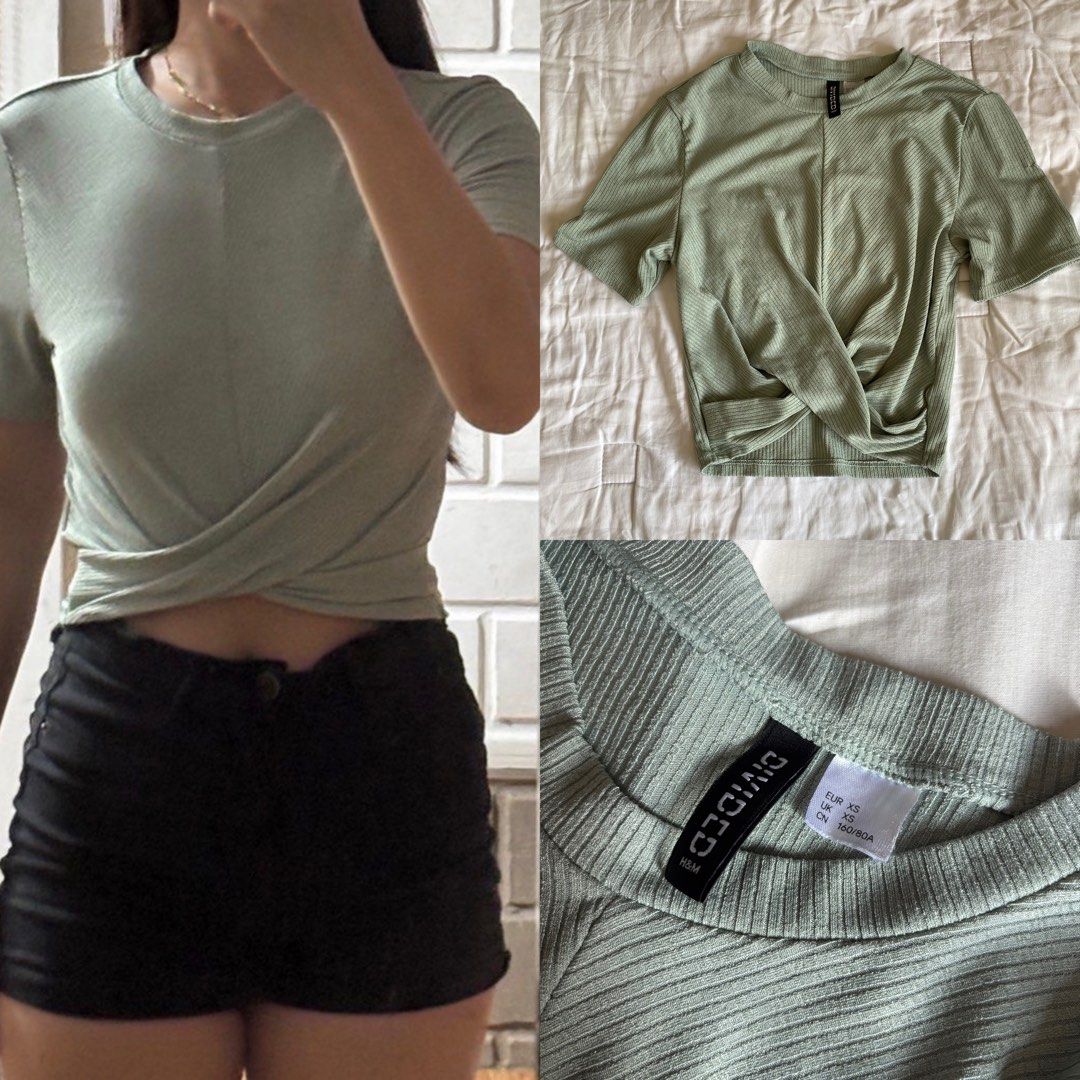 H&M Olive Green Pastel Crop Twisted Top (Category: Others Tops) located in Binan City. Submitted by mypreloved_haul (Listing ID 1468741139, Image 1). Description: LAST PRICE POSTED!.