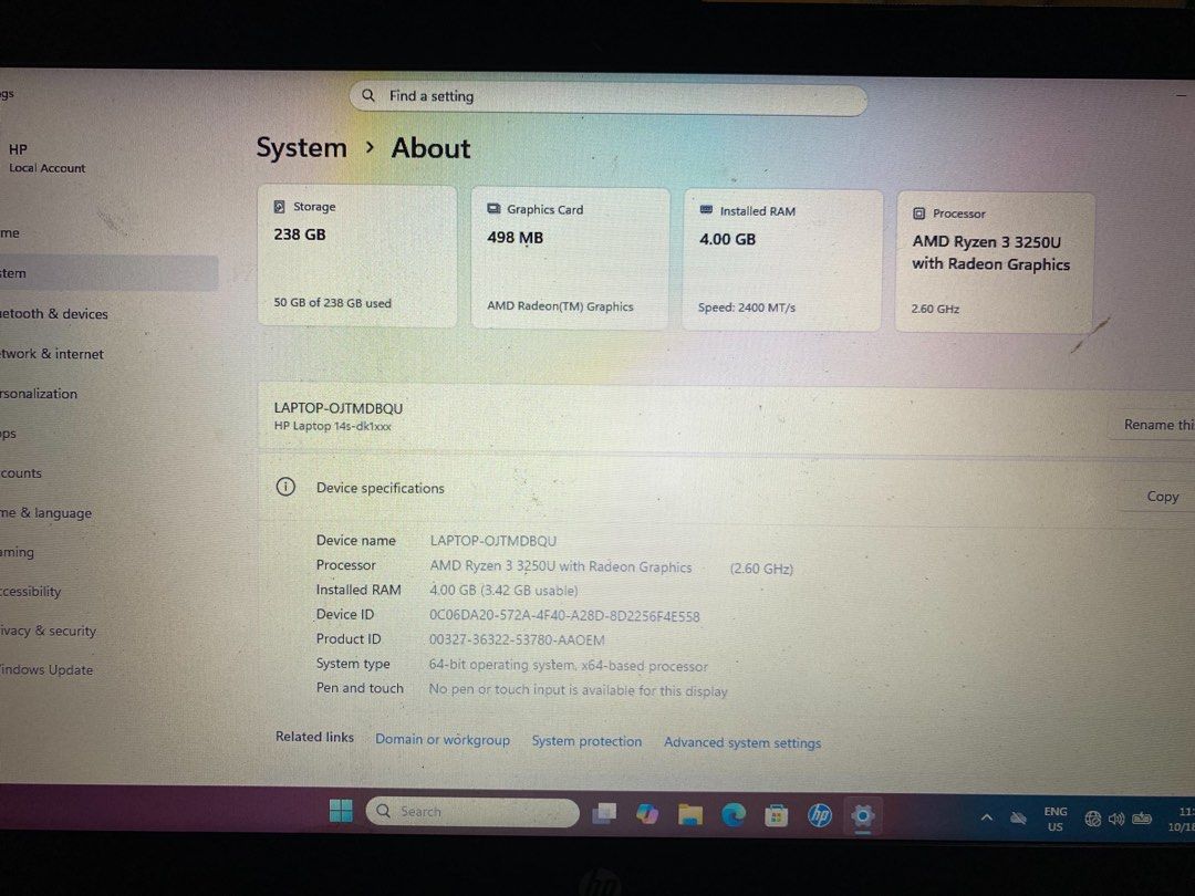 HP 14s-dk1505AU (Category: Laptops & Notebooks) located in Manila. Submitted by leonamarie42718 (Listing ID 1468836693, Image 2). Description: FS: HP 14s-dk1505AU PRICE: 8,000 (SLIGHTLY NEGO) BASIC SPECS: CPU: Ryzen 3 GPU: AMD Radeon (TM) STORAGE: 256GB RAM: 4GB INCLUSIONS: BAG AND CHARGER ISSUE: NONE RFS: NEED FUNDS.
