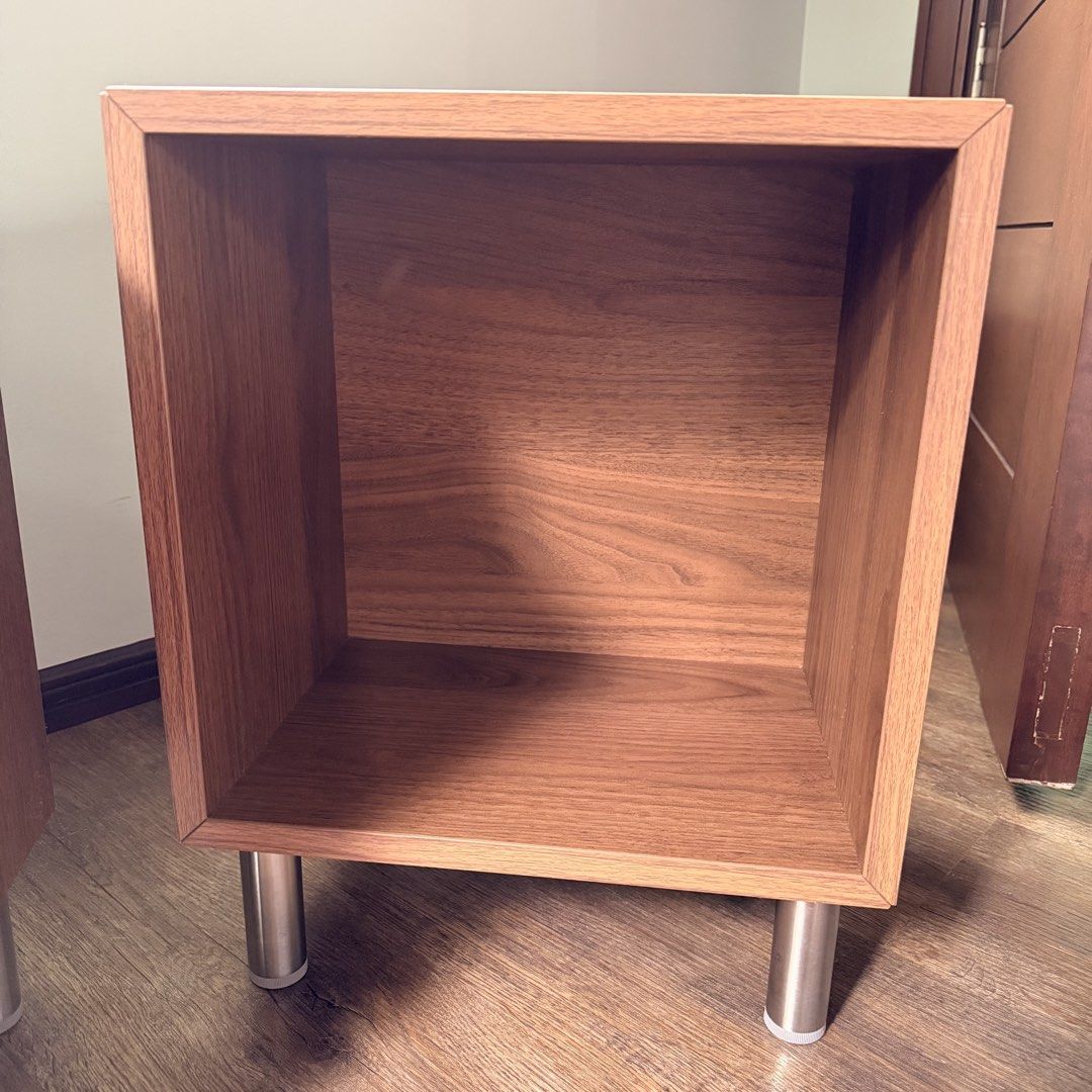 IKEA Eket Open Cabinet w/ Legs (2pcs) (Category: Shelves, Cabinets & Racks) located in Antipolo. Submitted by clairescleanup (Listing ID 1468782072, Image 3). Description: Qty: 2pcs Dimensions: 35cm W x 25cm D x 45cm H - 3k for the 2 cabinets - Eket cabinet in Brown walnut effect - Eket legs in Metal/silver - Payment only thru Gcash - SF will be shouldered by buyer .