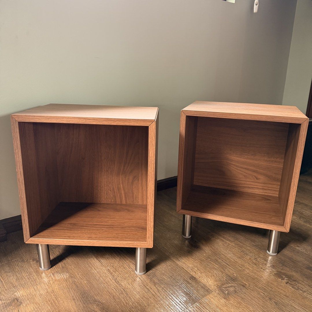 IKEA Eket Open Cabinet w/ Legs (2pcs) (Category: Shelves, Cabinets & Racks) located in Antipolo. Submitted by clairescleanup (Listing ID 1468782072, Image 1). Description: Qty: 2pcs Dimensions: 35cm W x 25cm D x 45cm H - 3k for the 2 cabinets - Eket cabinet in Brown walnut effect - Eket legs in Metal/silver - Payment only thru Gcash - SF will be shouldered by buyer .