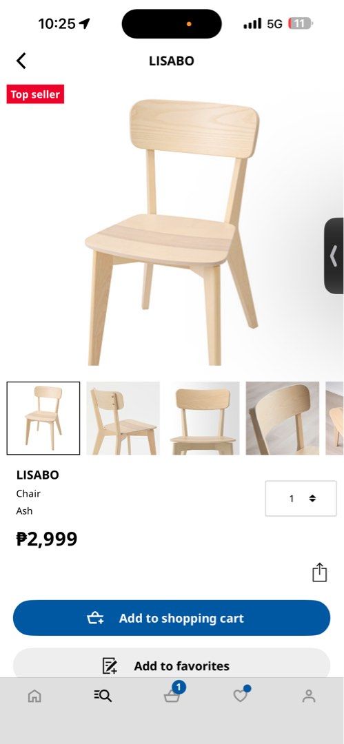 IKEA LISABO wooden Chair (2 set) (Category: Chairs) located in Manila. Submitted by eunsaema (Listing ID 1468871434, Image 2). Description: - IKEA LISABO chair (2 set) - Clean, modern Scandinavian design with a natural grain pattern - Rfs: moving out - Standard dining height: 43 cm width, 44 cm depth, 80 cm total height, and 45 cm seat height .