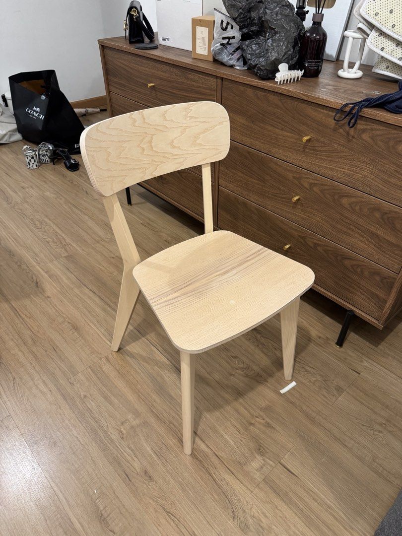 IKEA LISABO wooden Chair (2 set) (Category: Chairs) located in Manila. Submitted by eunsaema (Listing ID 1468871434, Image 1). Description: - IKEA LISABO chair (2 set) - Clean, modern Scandinavian design with a natural grain pattern - Rfs: moving out - Standard dining height: 43 cm width, 44 cm depth, 80 cm total height, and 45 cm seat height .