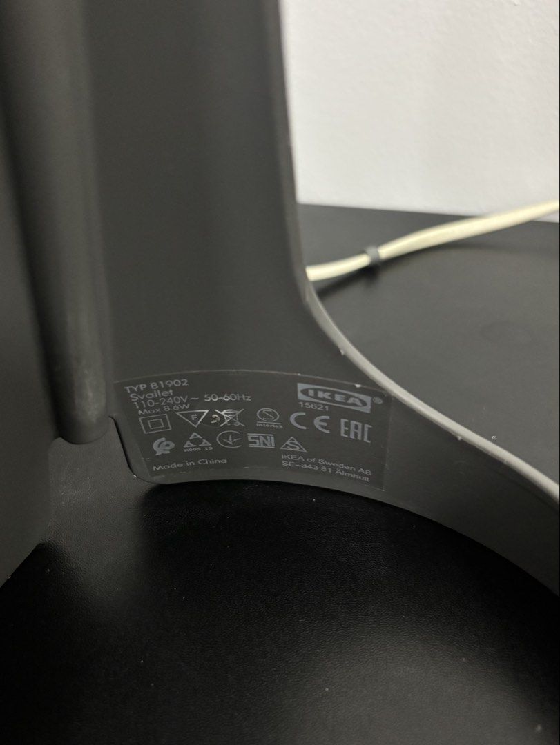 IKEA Svallet Desk Lamp Grey White (Category: Lighting) located in Makati City. Submitted by angelliepurrrr (Listing ID 1468768973, Image 2). Description: - Item: IKEA Svallet Work Lamp - Color: Grey and white with textured shade - Condition: Clean and 100% working - Features: Includes power cord with inline switch and bulb - Perfect for: Desks or bedside *Bulb included. .