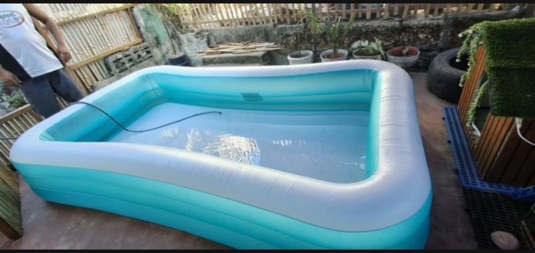 Intex Wet Set Collection Rectangular Inflatable Pool (Category: Water Sports) located in Pateros City. Submitted by JP0125 (Listing ID 1468766366, Image 2). Description: - Brand: Intex (Wet Set Collection) - Type: Rectangular Inflatable Pool - Size: 120 x 72 x 22 inches (3.05m x 1.83m x 56cm) - Color: Classic blue and white - Design: 3 durable air ring chambers - Perfect for: Kids and family backyard water fun - Condition: Brand new in original b